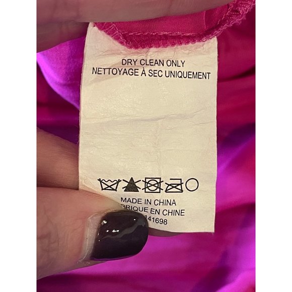 Ramy Brook Hot Pink Raquel Tiered V-Neck Sleeveless Mini Fit & Flare Dress Sze L - Picture 8 of 9